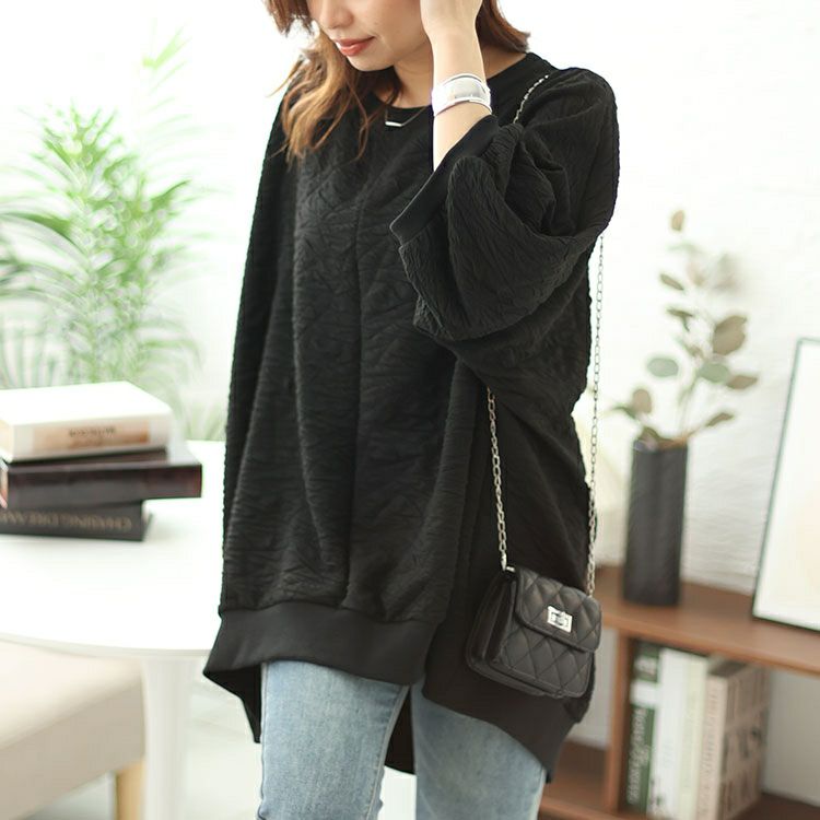 大きいサイズ レディース ジャガードドルマンプルオーバー　bai-0147