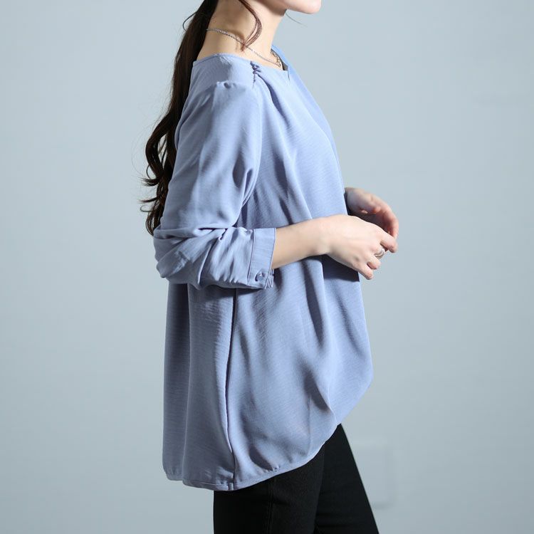 大きいサイズ レディース キーネックタケノコタックブラウス　cpdai-640346 【メール便可】