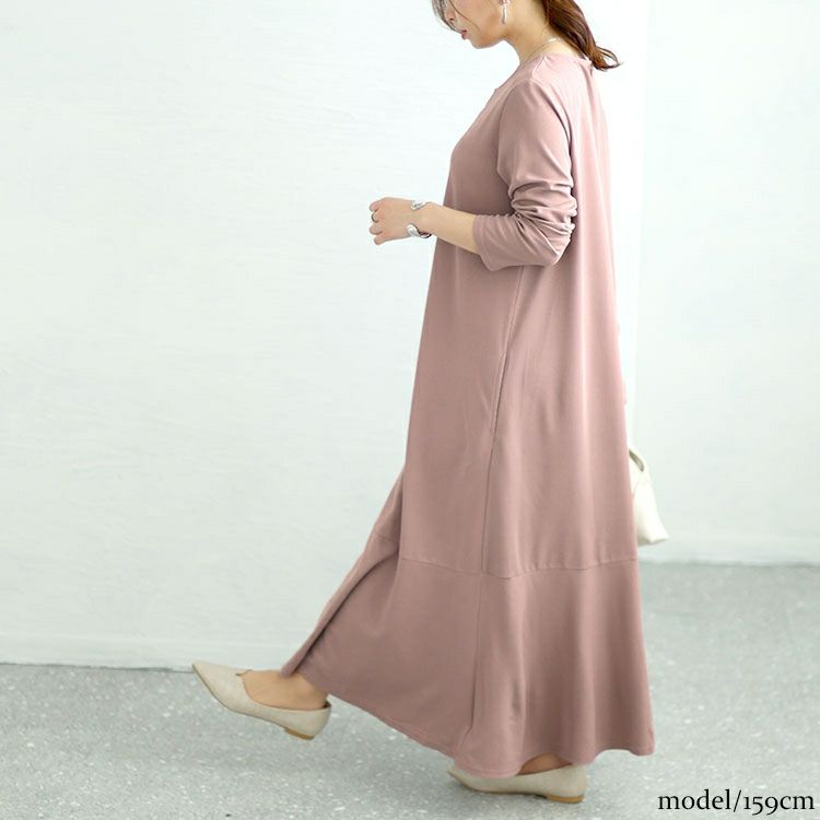 大きいサイズ レディース キーネックワッフルマーメイドワンピース　maru-6745