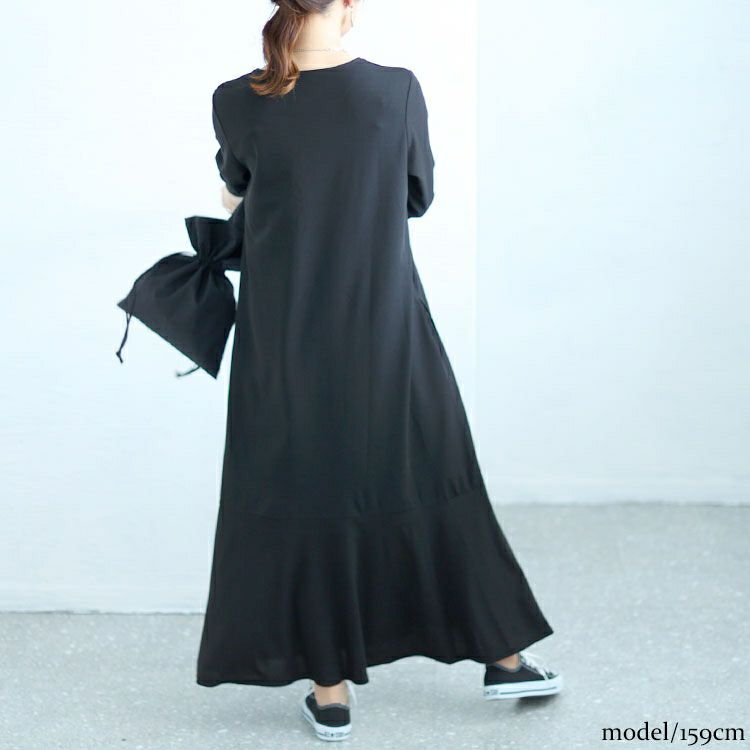 大きいサイズ レディース キーネックワッフルマーメイドワンピース　maru-6745