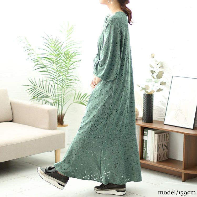 大きいサイズ レディース 前後2way刺繍使いマーメイドワンピース　maru-6738