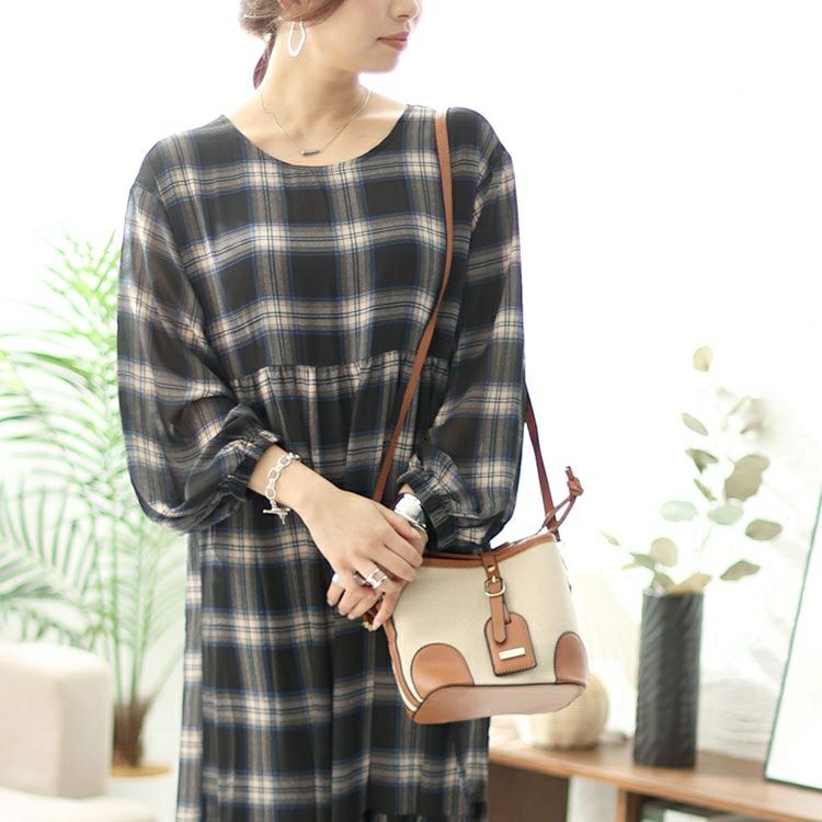 大きいサイズ レディース 前後2wayチェック柄ティアードワンピース　maru-6736