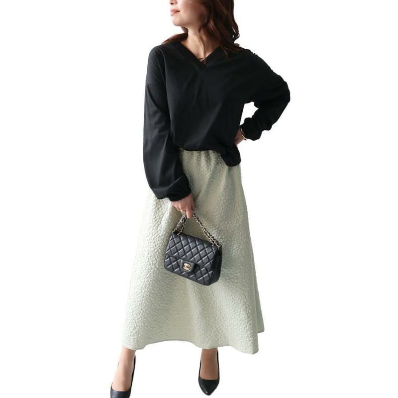 大きいサイズ レディース フクレジャガードドッキングワンピース　fem-457 ブラック×グリーン