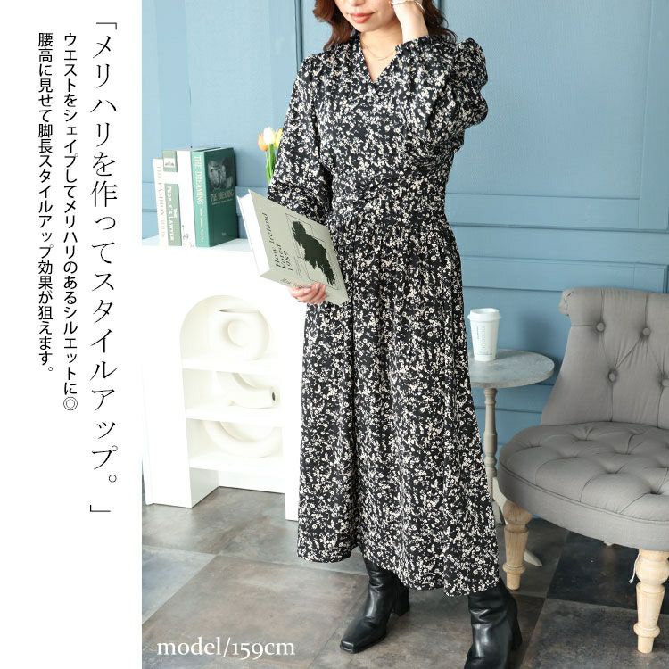 大きいサイズ レディース 小花柄カシュクールワンピース　fem-450