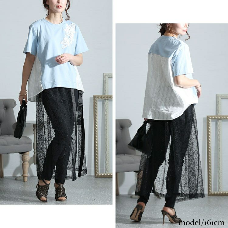 大きいサイズ レディース タイト＆レースフレアレイヤードスカート２点セット　jp500