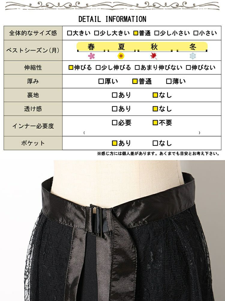 大きいサイズ レディース タイト＆レースフレアレイヤードスカート２点セット　jp500