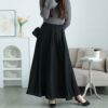 大きいサイズ レディース フレアプリーツスカート　jp488 ブラック