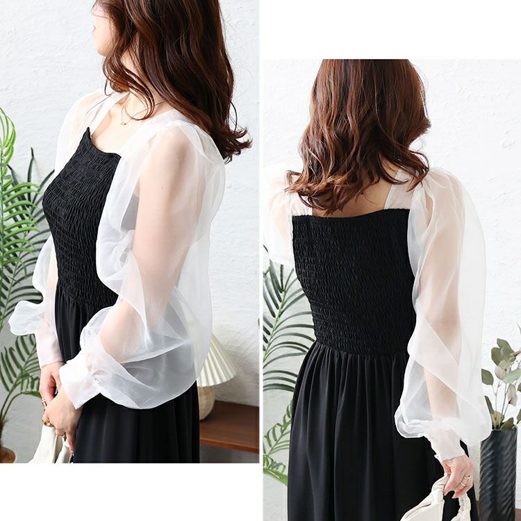 大きいサイズ レディース シアースリーブドッキングワンピース　jps027