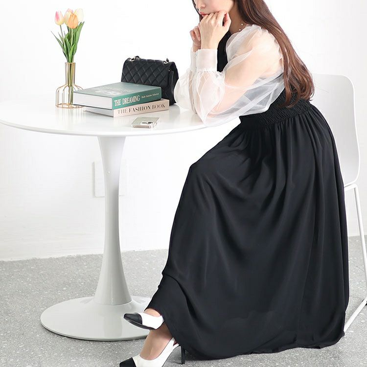 大きいサイズ レディース シアースリーブドッキングワンピース　jps027