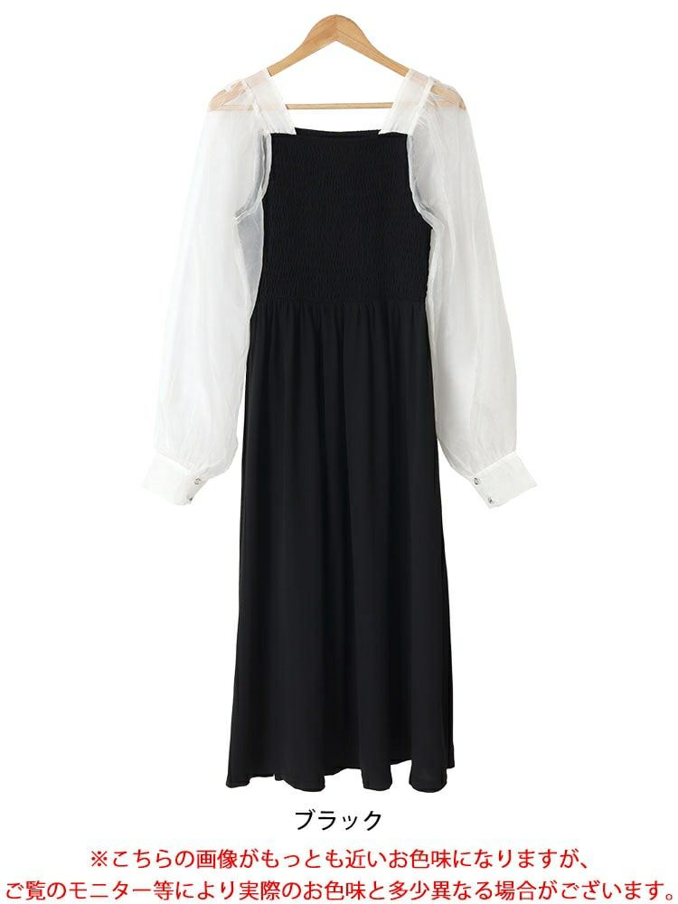 大きいサイズ レディース シアースリーブドッキングワンピース　jps027