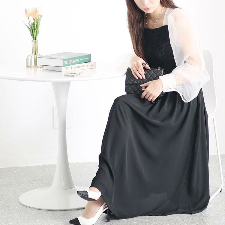 大きいサイズ レディース シアースリーブドッキングワンピース　jps027 ブラック