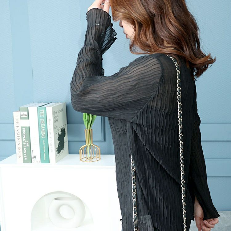 大きいサイズ レディース フレアスリーブワッシャープリーツプルオーバー　maru-6742 【メール便可】