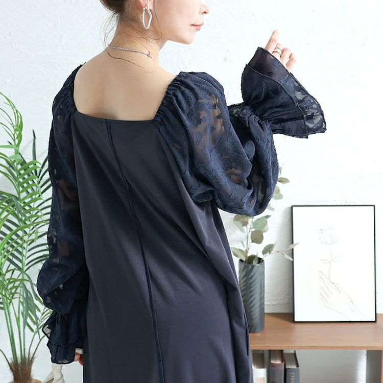 大きいサイズ レディース キャンディースリーブパイピングワンピース　maru-30001