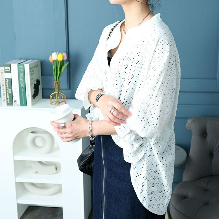 大きいサイズ レディース ストレッチレースドルマンブラウス　maru-6737