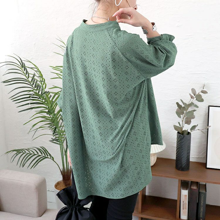 大きいサイズ レディース ストレッチレースドルマンブラウス　maru-6737