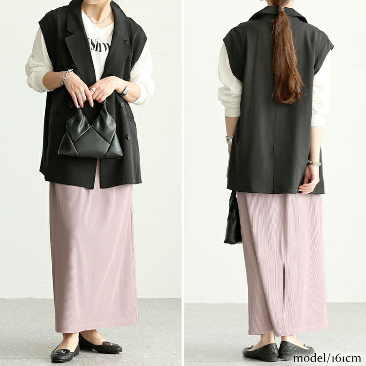 大きいサイズ レディース ストレッチリブナロースカート　maru-6729