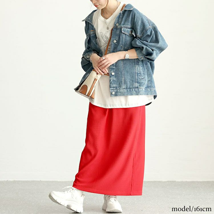 大きいサイズ レディース ストレッチリブナロースカート　maru-6729