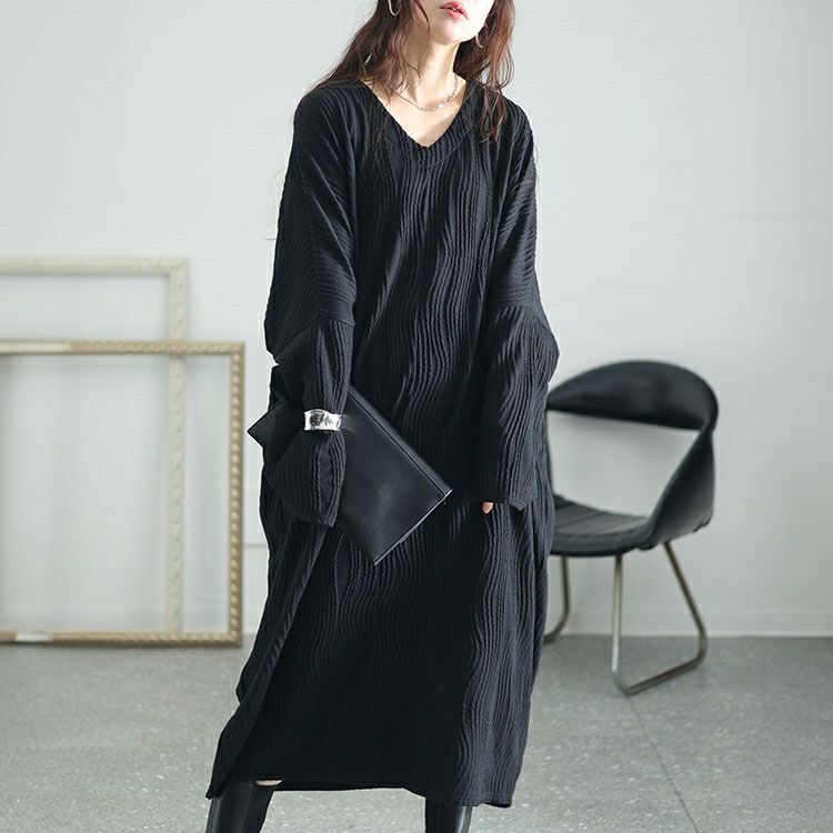 大きいサイズ レディース ジャガードストライプコクーンワンピース sw