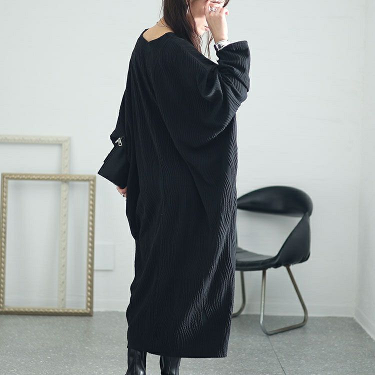 大きいサイズ レディース ジャガードストライプコクーンワンピース　sw-0628