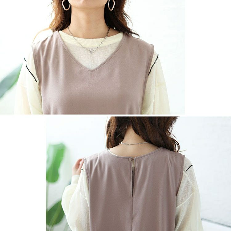 大きいサイズ レディース クロップドシアーニット＆ジャンスカ2点セット　cros-240032