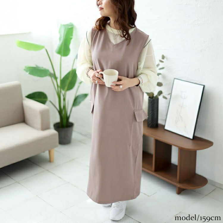 大きいサイズ レディース クロップドシアーニット＆ジャンスカ2点セット　cros-240032