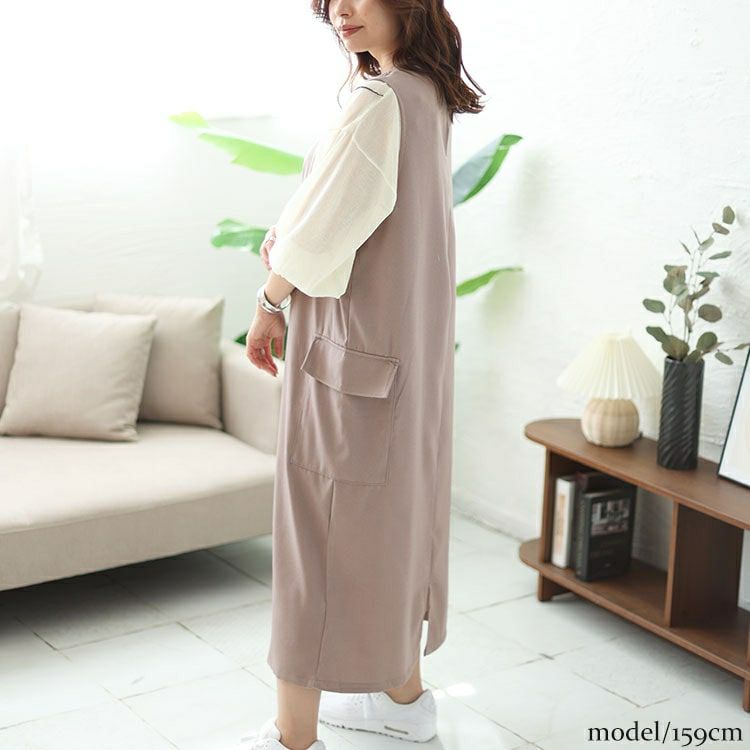 大きいサイズ レディース クロップドシアーニット＆ジャンスカ2点セット　cros-240032