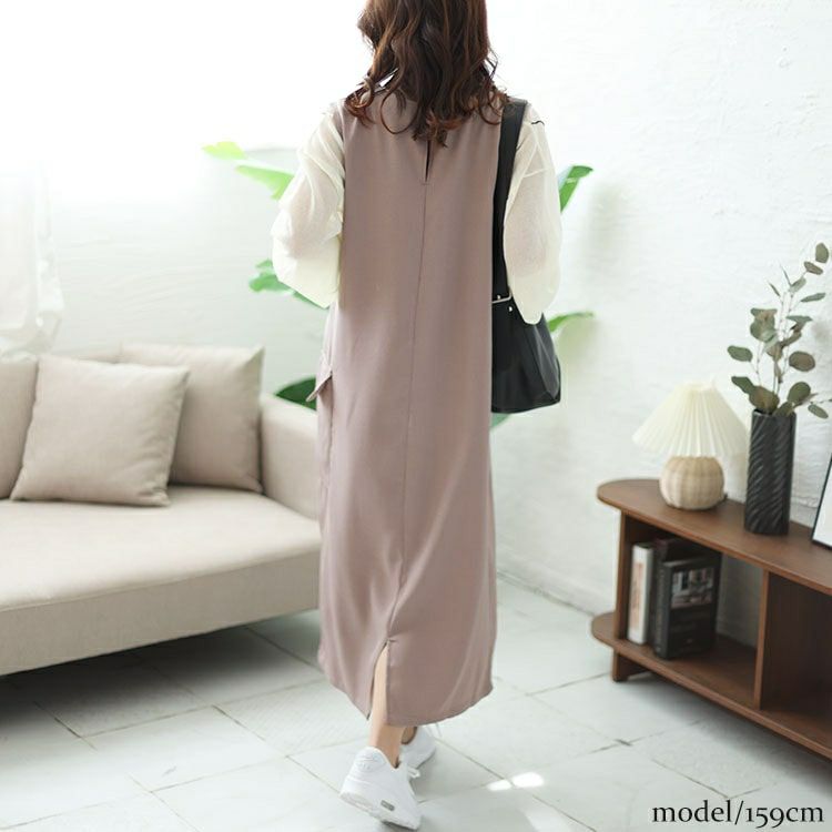 大きいサイズ レディース クロップドシアーニット＆ジャンスカ2点セット　cros-240032