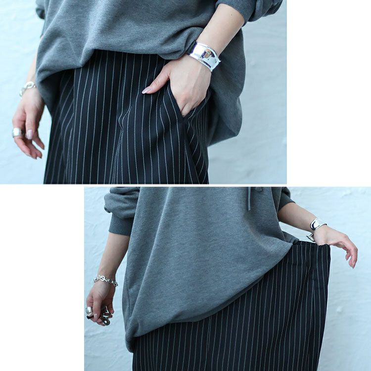 大きいサイズ レディース ストライプサルエルパンツ　fem-447