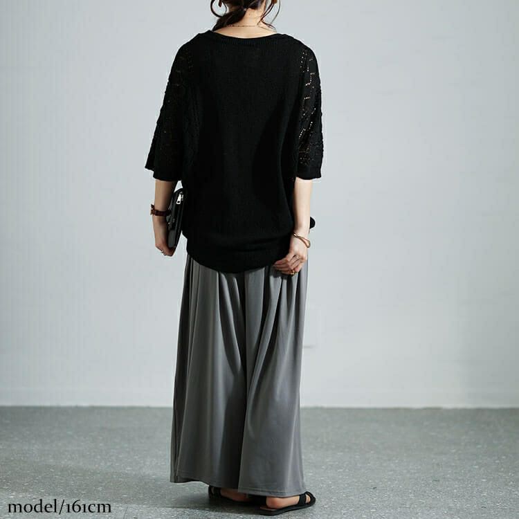 大きいサイズ レディース 透かし編みドルマンニット　bro-0039