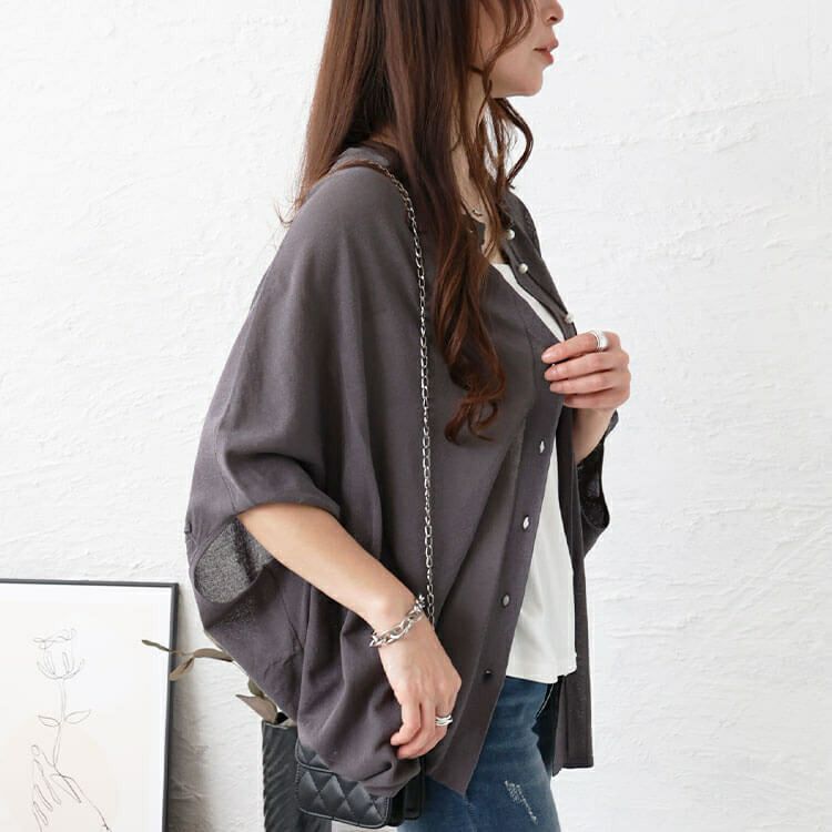 大きいサイズ レディース パールボタンシアードルマンカーディガン　bro-0038