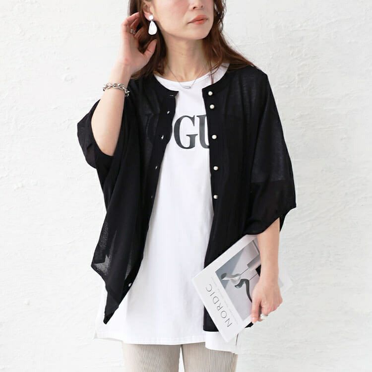 大きいサイズ レディース パールボタンシアードルマンカーディガン　bro-0038