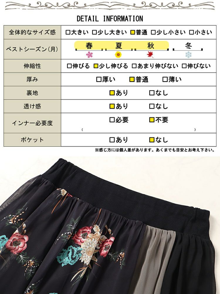 大きいサイズ レディース 花柄切替フレアスカート　nw-24005