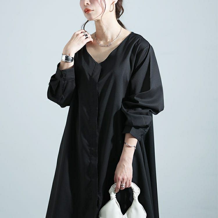 大きいサイズ レディース フィッシュテールVネックワンピース　nw-24003