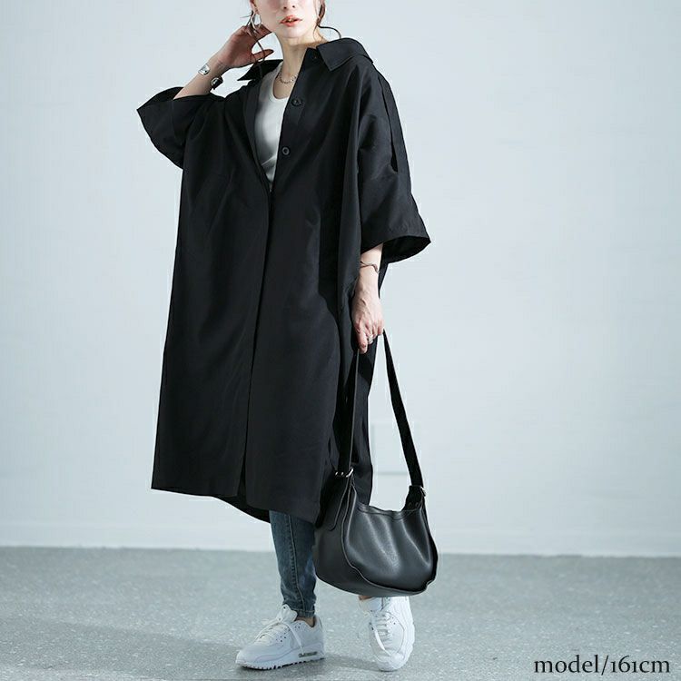 大きいサイズ レディース コート風シャツワンピース　nw-24001
