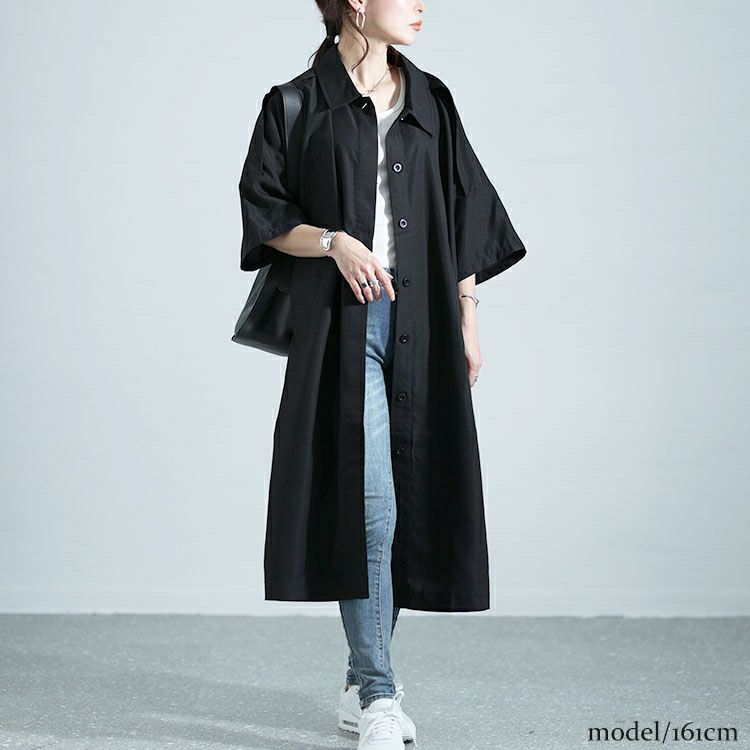 大きいサイズ レディース コート風シャツワンピース　nw-24001
