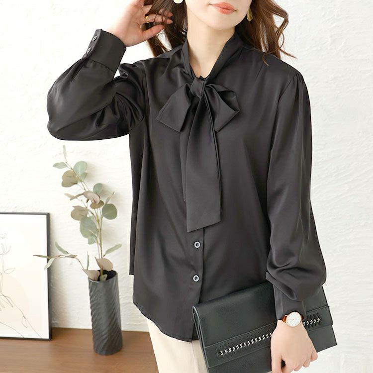 大きいサイズ レディース リボンタイブラウス　goldy-1450 【メール便可】