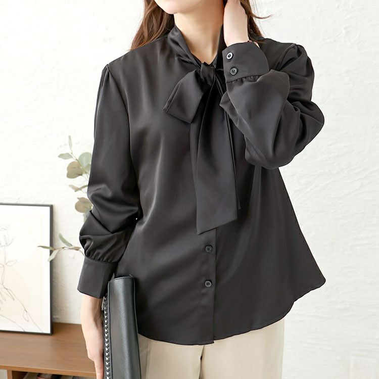 大きいサイズ レディース リボンタイブラウス　goldy-1450 【メール便可】