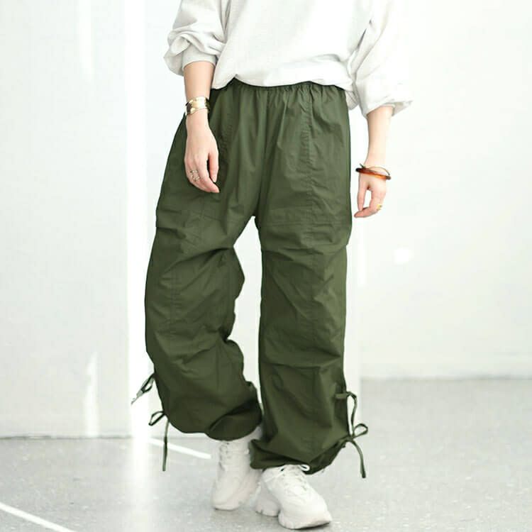 大きいサイズ レディース コットンサイドリボンカーゴパンツ　fem-415