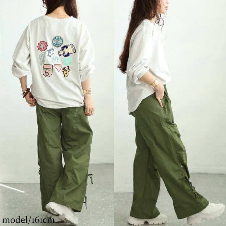 大きいサイズ レディース コットンサイドリボンカーゴパンツ　fem-415