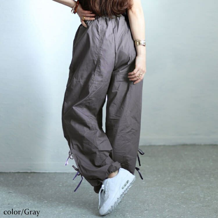 大きいサイズ レディース コットンサイドリボンカーゴパンツ　fem-415