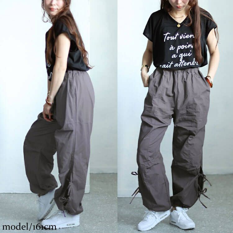 大きいサイズ レディース コットンサイドリボンカーゴパンツ　fem-415