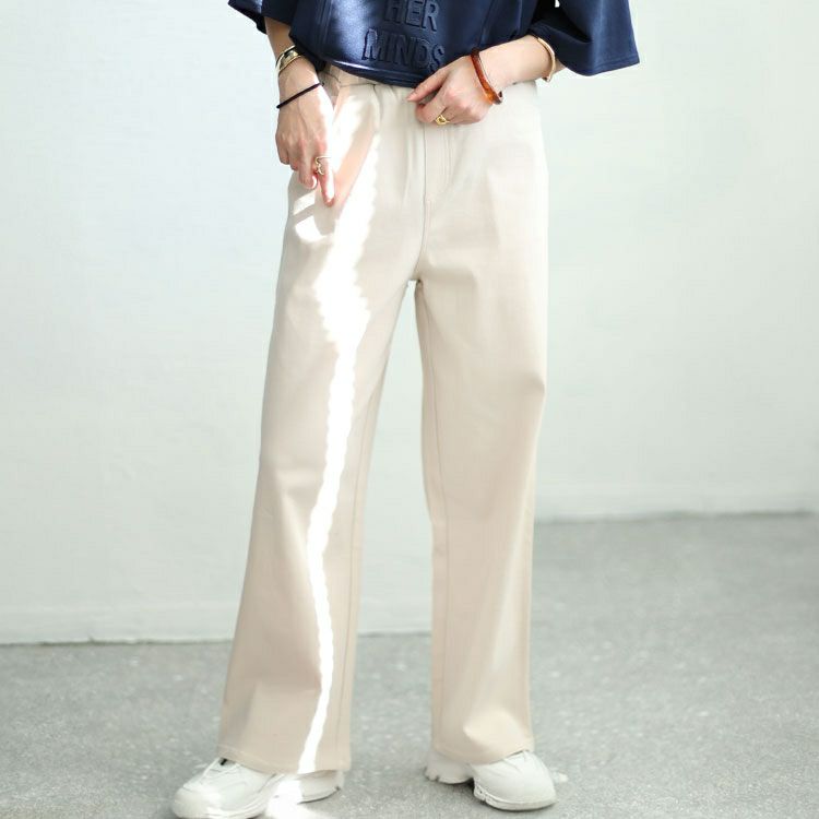 大きいサイズ レディース ストレッチツイルワイドパンツ　maru-6734