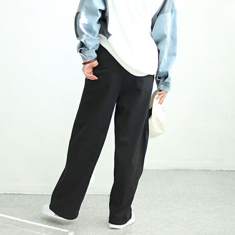 大きいサイズ レディース ストレッチツイルワイドパンツ　maru-6734