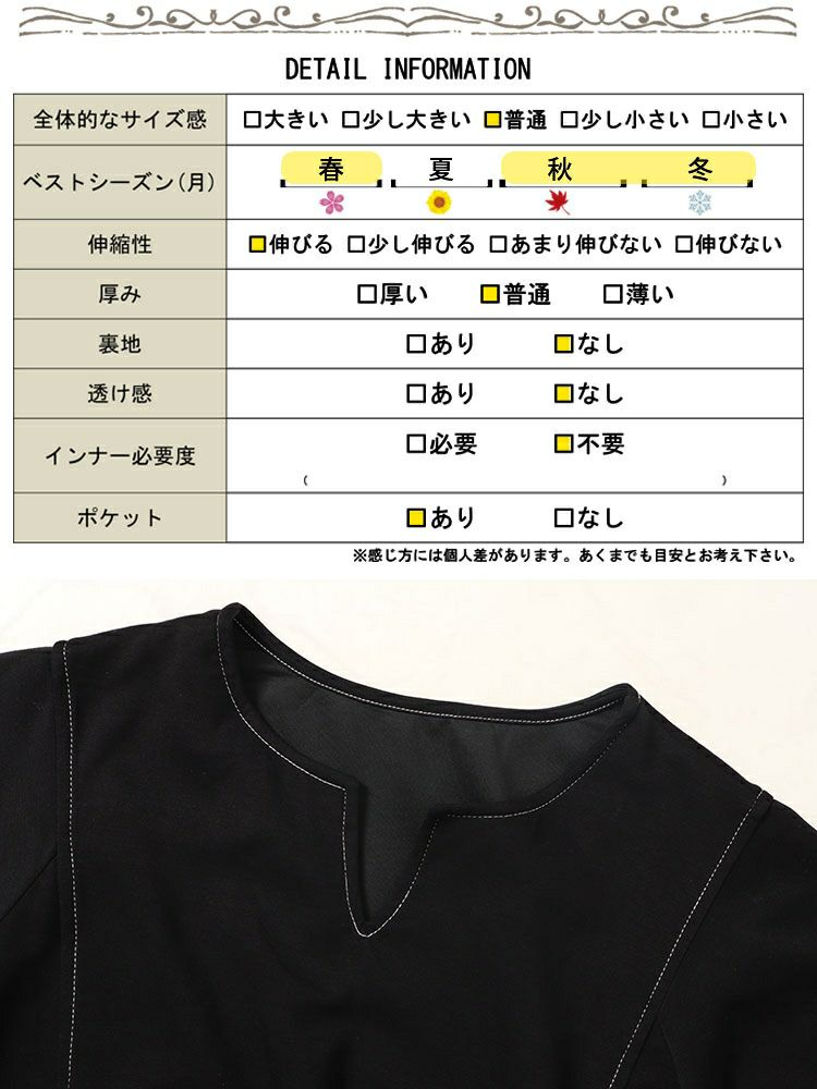 大きいサイズ レディース 配色ステッチキーネックワンピース　maru-30004