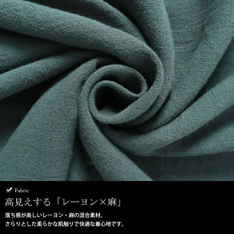 大きいサイズ レディース リネン混ブラウジングシャツワンピース　maru-6744