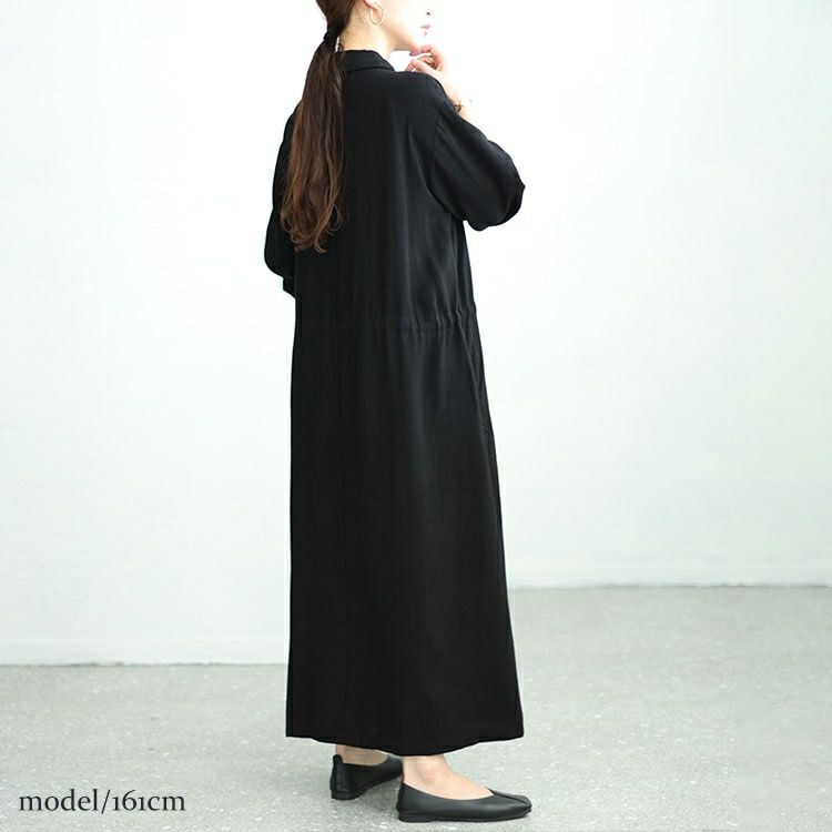 大きいサイズ レディース リネン混ブラウジングシャツワンピース　maru-6744