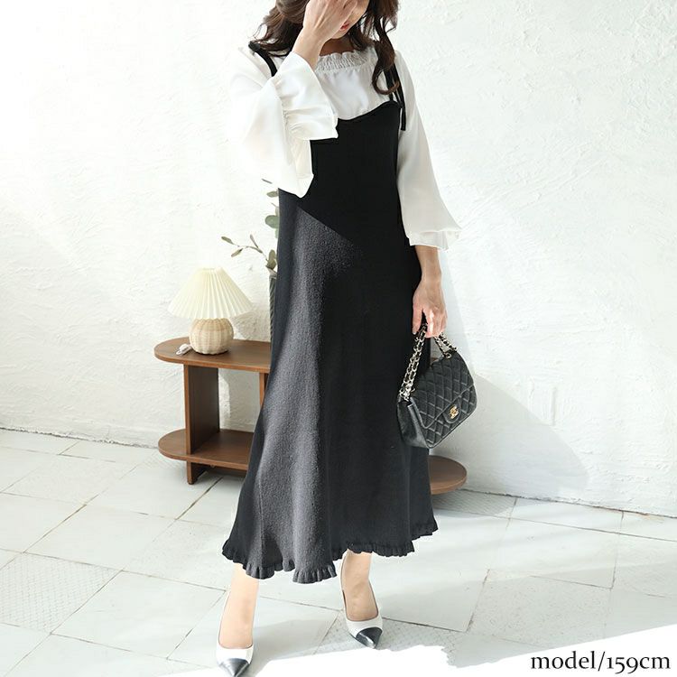 大きいサイズ レディース フリルブラウスドッキングキャミワンピース　jps031