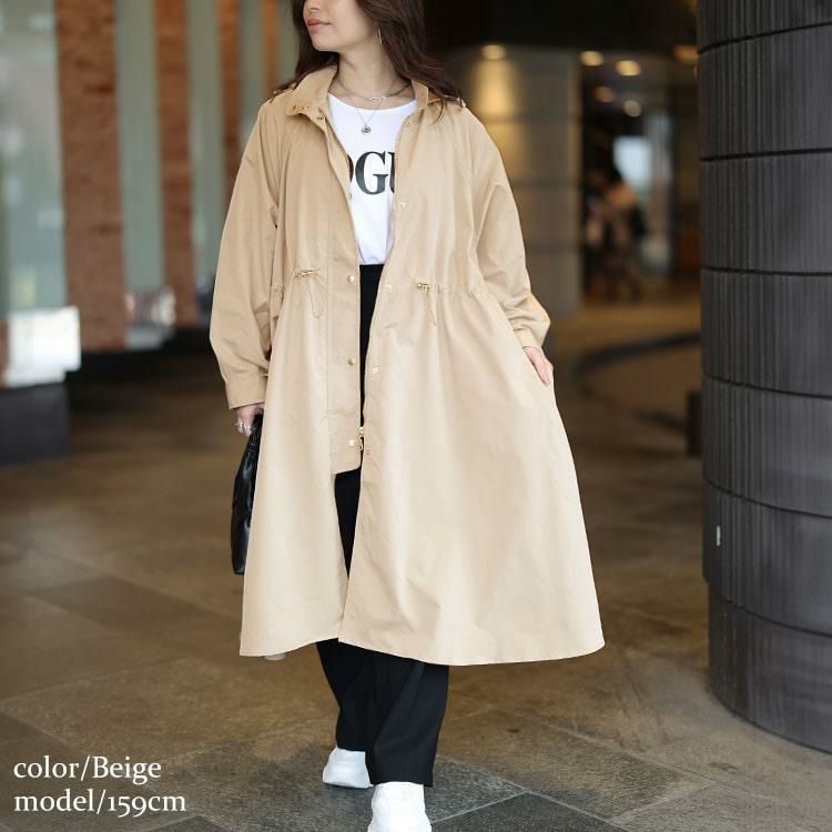 大きいサイズ レディース 撥水フード付きトレンチコート mncut-548109
