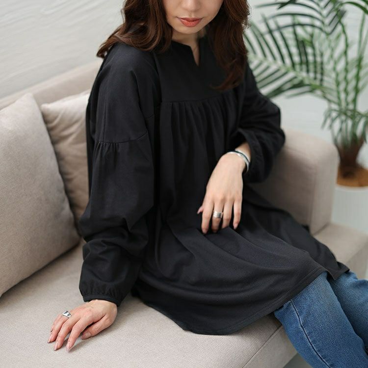 大きいサイズ レディース 切替えギャザープルオーバー　bai-0145