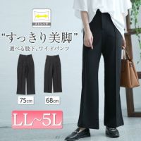 大きいサイズ レディース センターラインストレッチワイドパンツ　sfe-0001